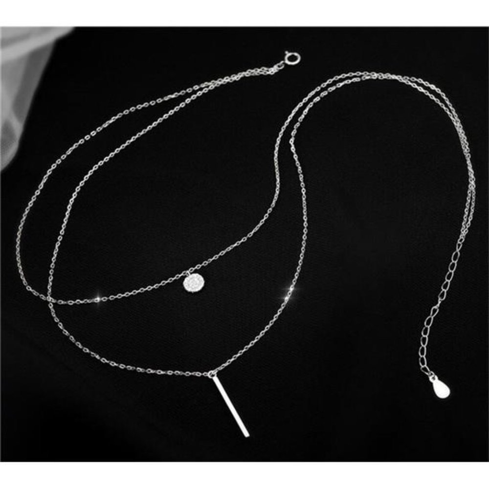 Silver Necklace Double Layer for Woman Silver 925